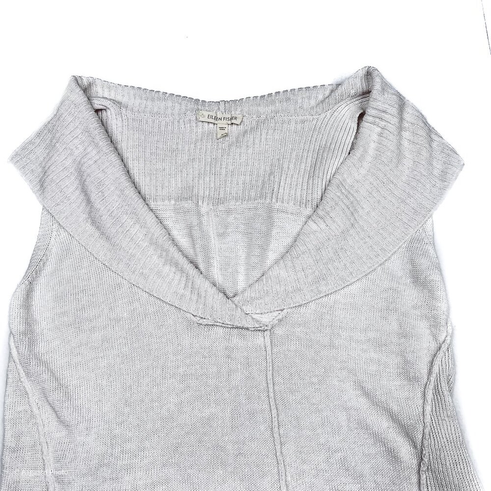 Eileen Fisher Linen Ribbed Knit Shawl V-Neck Pullover Sweater Vest Size S - Picture 3 of 10